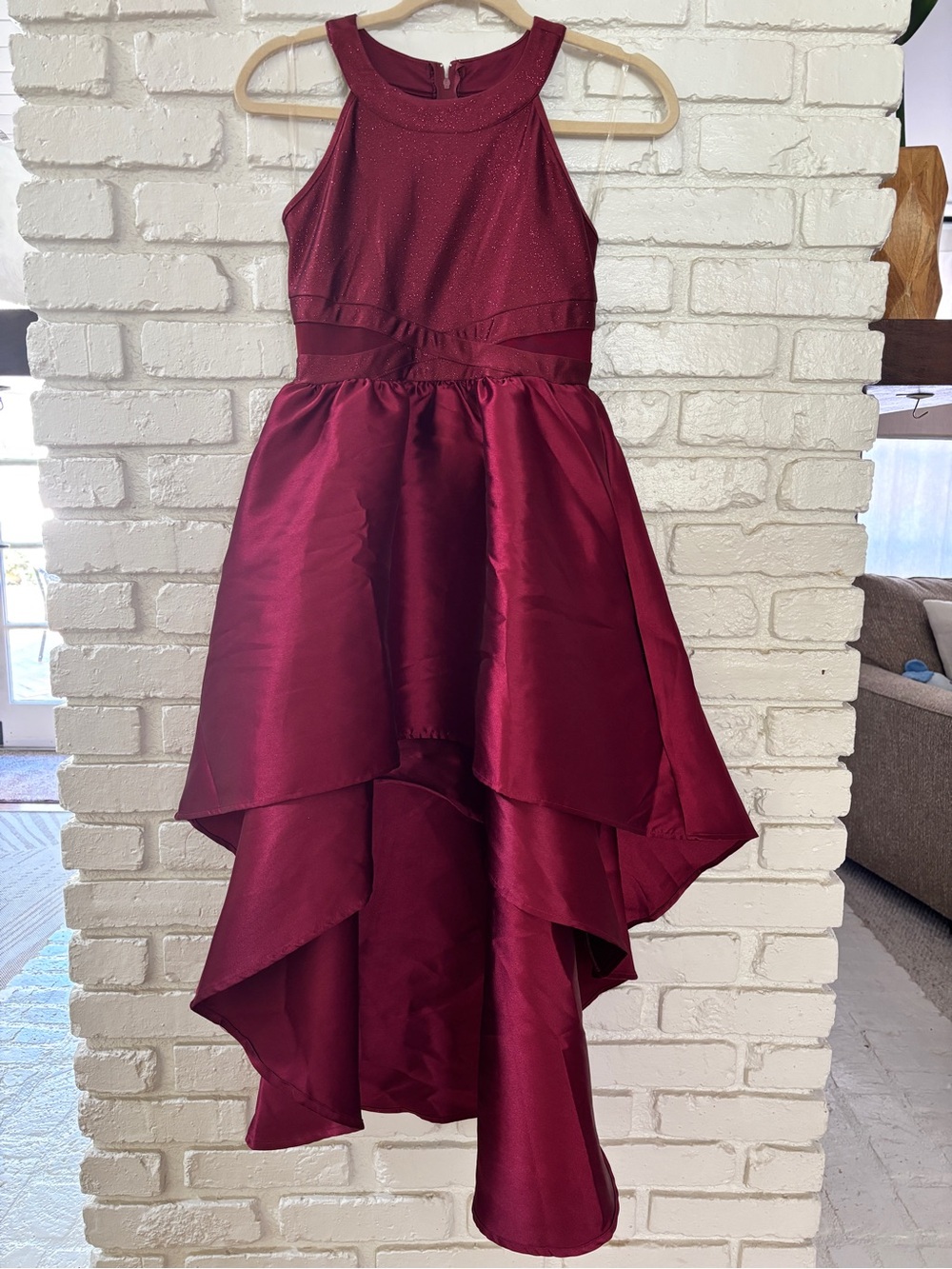 Like New. Emerald Sundae Girls High-Low Party Dress, Burgundy. Size 14